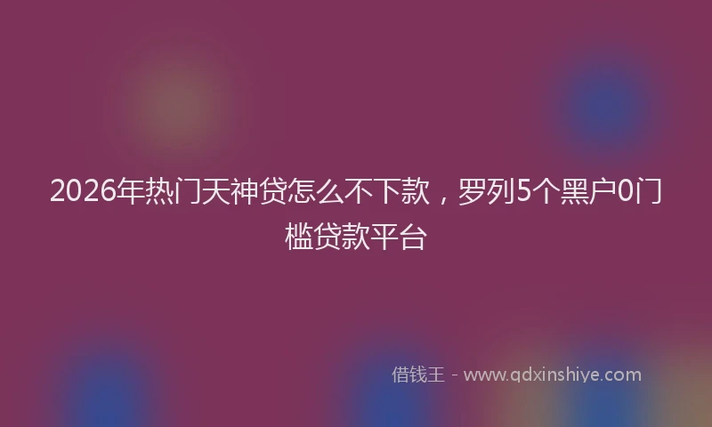 2026年热门天神贷怎么不下款，罗列5个黑户0门槛贷款平台