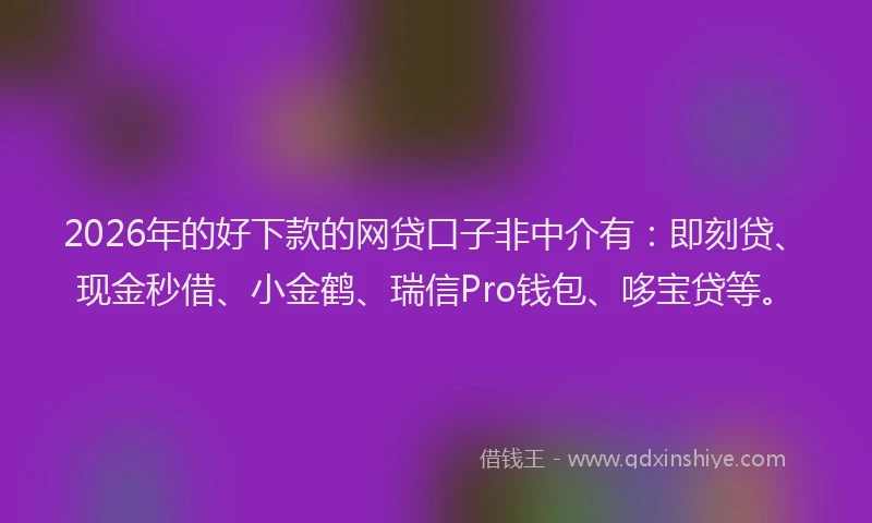 2026年的好下款的网贷口子非中介有：即刻贷、现金秒借、小金鹤、瑞信Pro钱包、哆宝贷等。
