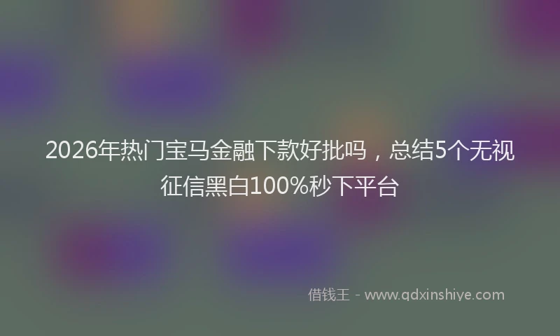 2026年热门宝马金融下款好批吗，总结5个无视征信黑白100%秒下平台