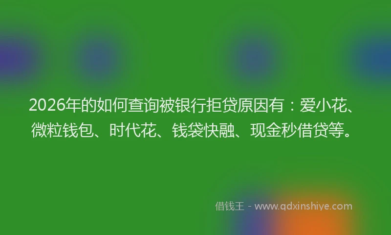 2026年的如何查询被银行拒贷原因有：爱小花、微粒钱包、时代花、钱袋快融、现金秒借贷等。