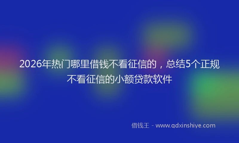 2026年热门哪里借钱不看征信的，总结5个正规不看征信的小额贷款软件