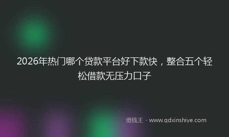 2026年热门哪个贷款平台好下款快，整合五个轻松借款无压力口子
