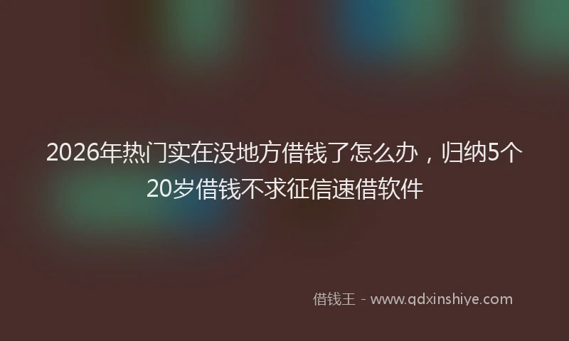 2026年热门实在没地方借钱了怎么办，归纳5个20岁借钱不求征信速借软件