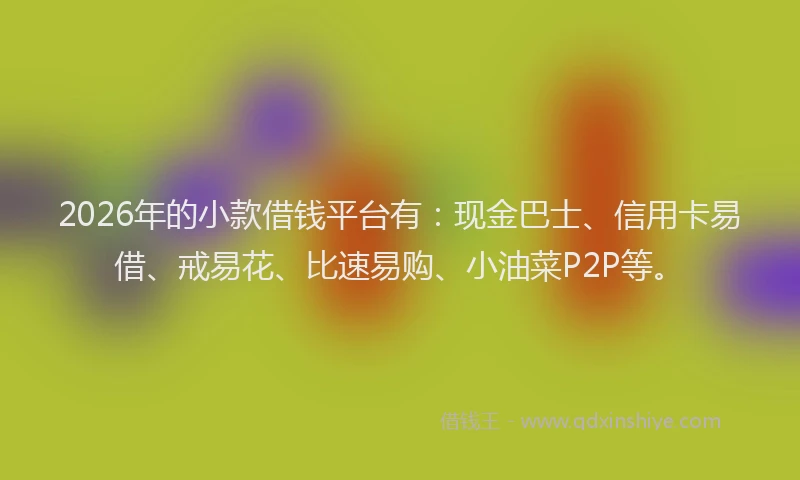 2026年的小款借钱平台有：现金巴士、信用卡易借、戒易花、比速易购、小油菜P2P等。