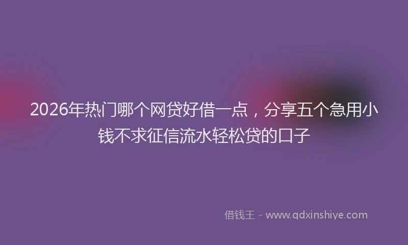 2026年热门哪个网贷好借一点，分享五个急用小钱不求征信流水轻松贷的口子