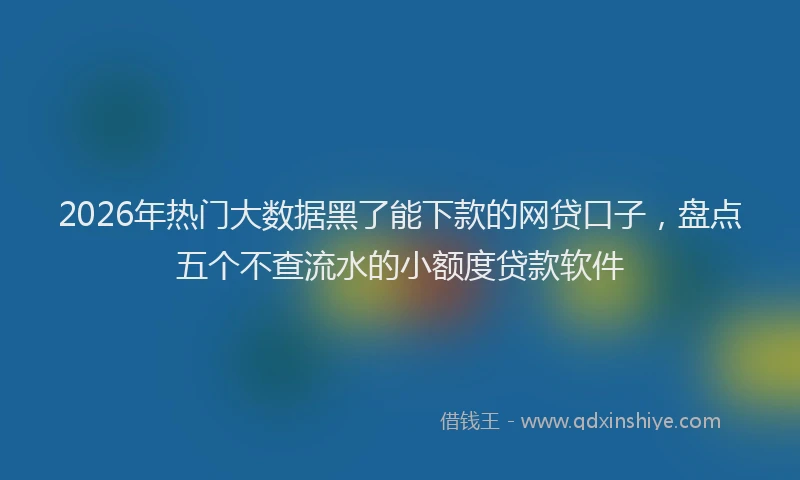 2026年热门大数据黑了能下款的网贷口子，盘点五个不查流水的小额度贷款软件