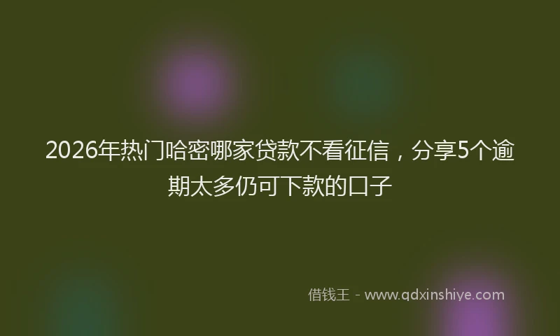 2026年热门哈密哪家贷款不看征信，分享5个逾期太多仍可下款的口子