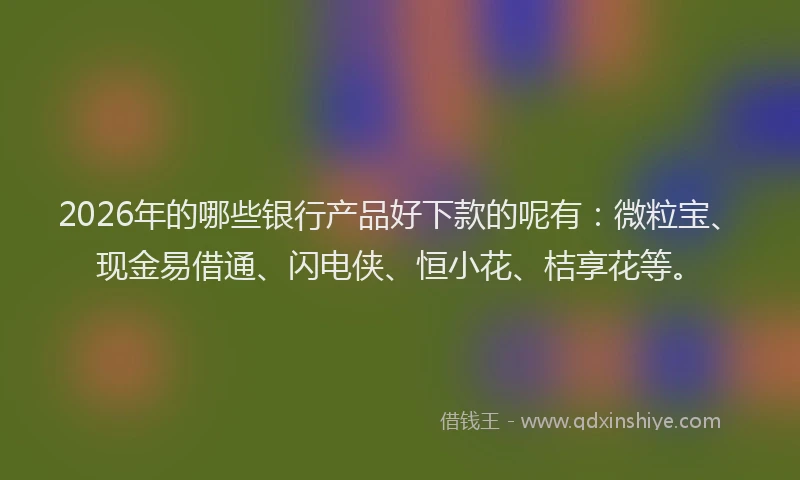 2026年的哪些银行产品好下款的呢有：微粒宝、现金易借通、闪电侠、恒小花、桔享花等。