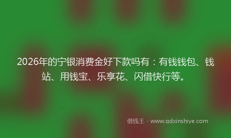 2026年的宁银消费金好下款吗有：有钱钱包、钱站、用钱宝、乐享花、闪借快行等。