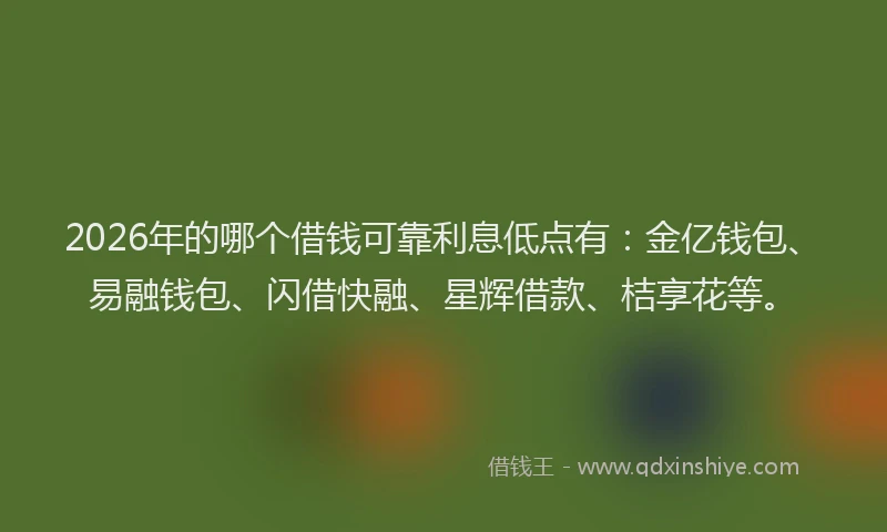 2026年的哪个借钱可靠利息低点有：金亿钱包、易融钱包、闪借快融、星辉借款、桔享花等。