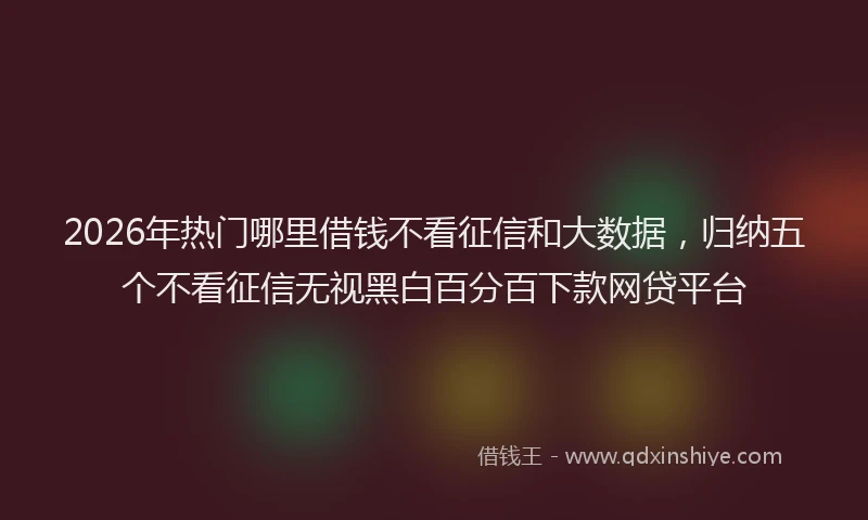 2026年热门哪里借钱不看征信和大数据，归纳五个不看征信无视黑白百分百下款网贷平台