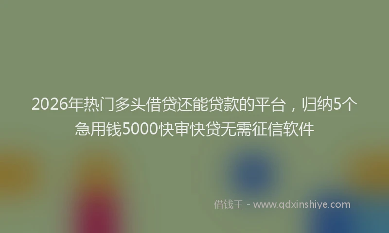 2026年热门多头借贷还能贷款的平台，归纳5个急用钱5000快审快贷无需征信软件