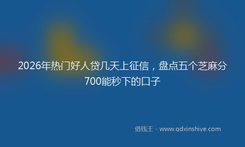 2026年热门好人贷几天上征信，盘点五个芝麻分700能秒下的口子