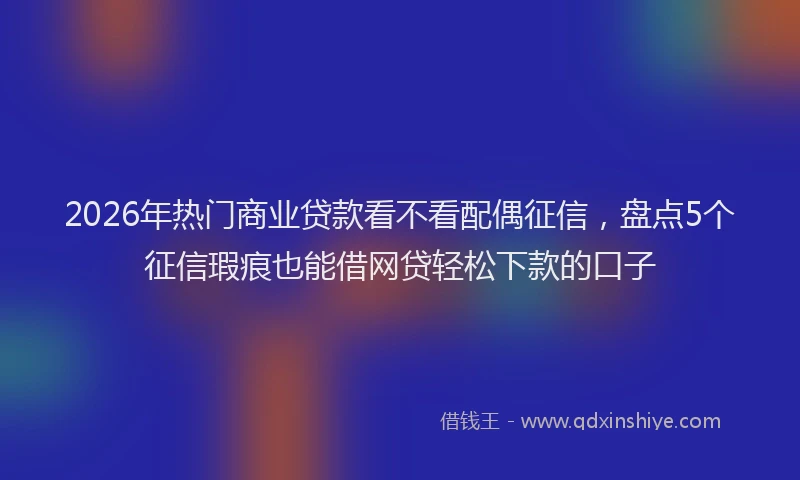 2026年热门商业贷款看不看配偶征信，盘点5个征信瑕疵也能借网贷轻松下款的口子