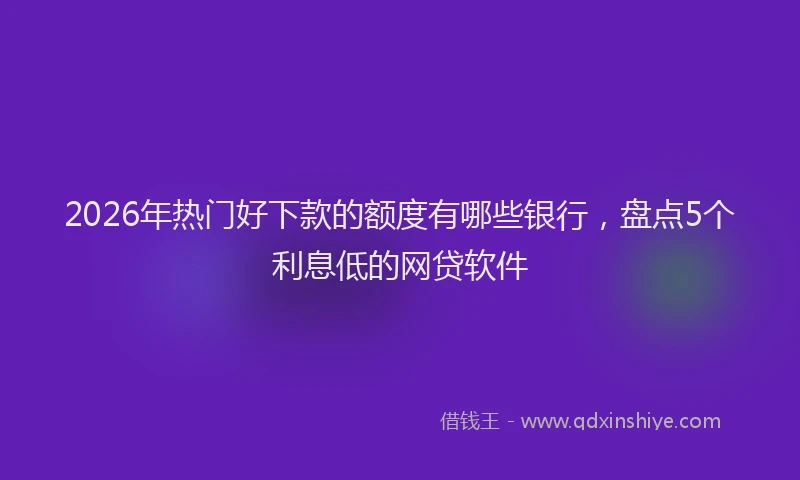 2026年热门好下款的额度有哪些银行，盘点5个利息低的网贷软件