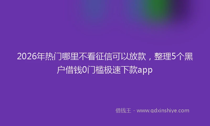 2026年热门哪里不看征信可以放款，整理5个黑户借钱0门槛极速下款app