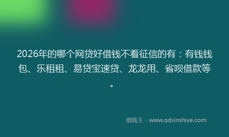 2026年的哪个网贷好借钱不看征信的有：有钱钱包、乐租租、易贷宝速贷、龙龙用、省呗借款等。
