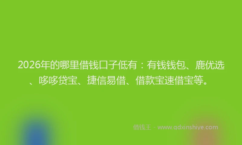 2026年的哪里借钱口子低有：有钱钱包、鹿优选、哆哆贷宝、捷信易借、借款宝速借宝等。