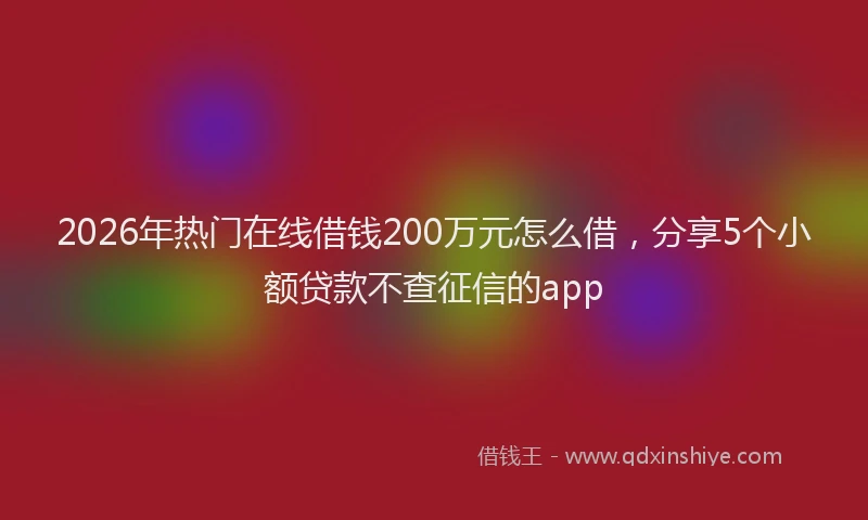2026年热门在线借钱200万元怎么借，分享5个小额贷款不查征信的app