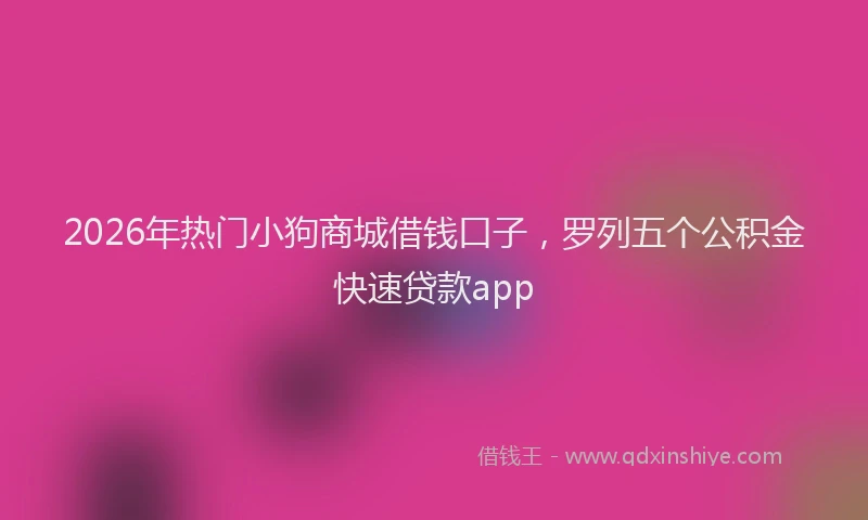 2026年热门小狗商城借钱口子，罗列五个公积金快速贷款app