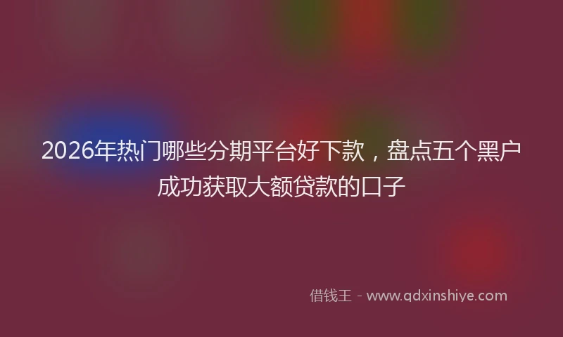 2026年热门哪些分期平台好下款，盘点五个黑户成功获取大额贷款的口子
