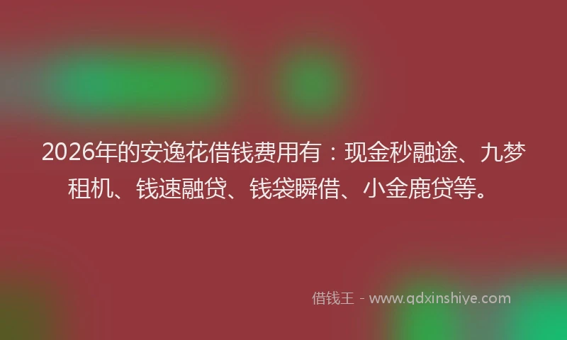 2026年的安逸花借钱费用有:现金秒融途、九梦租机、钱速融贷、钱袋瞬借、小金鹿贷等。