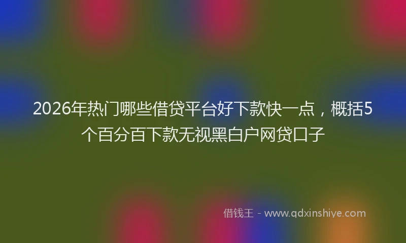 2026年热门哪些借贷平台好下款快一点，概括5个百分百下款无视黑白户网贷口子