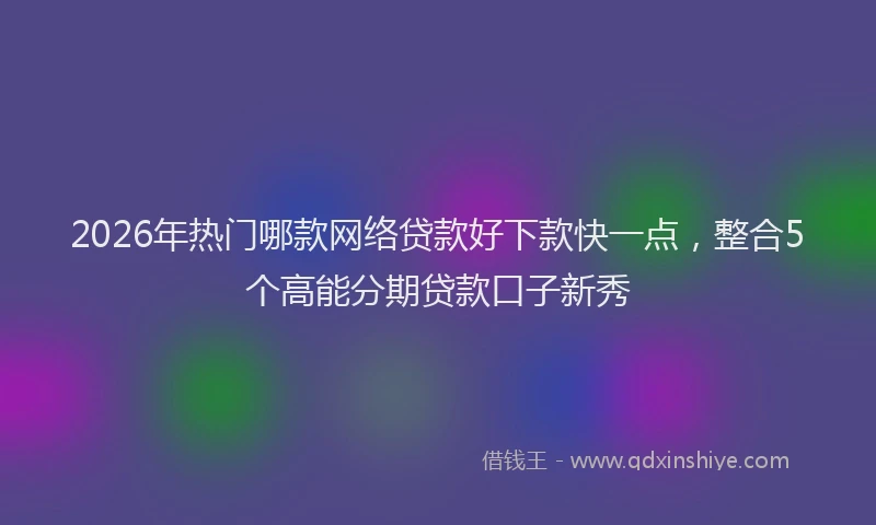 2026年热门哪款网络贷款好下款快一点，整合5个高能分期贷款口子新秀