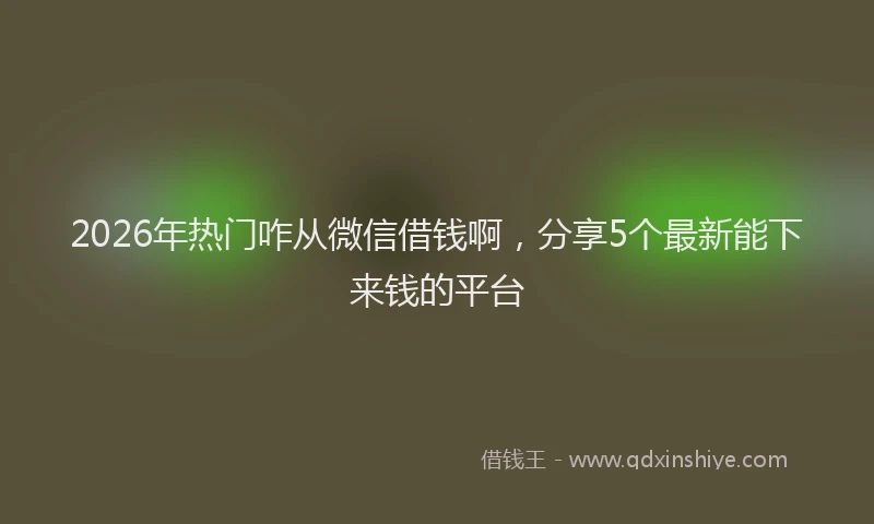 2026年热门咋从微信借钱啊，分享5个最新能下来钱的平台