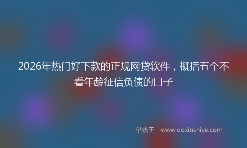 2026年热门好下款的正规网贷软件，概括五个不看年龄征信负债的口子