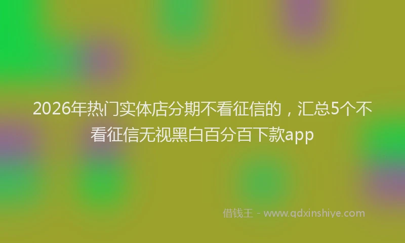 2026年热门实体店分期不看征信的，汇总5个不看征信无视黑白百分百下款app