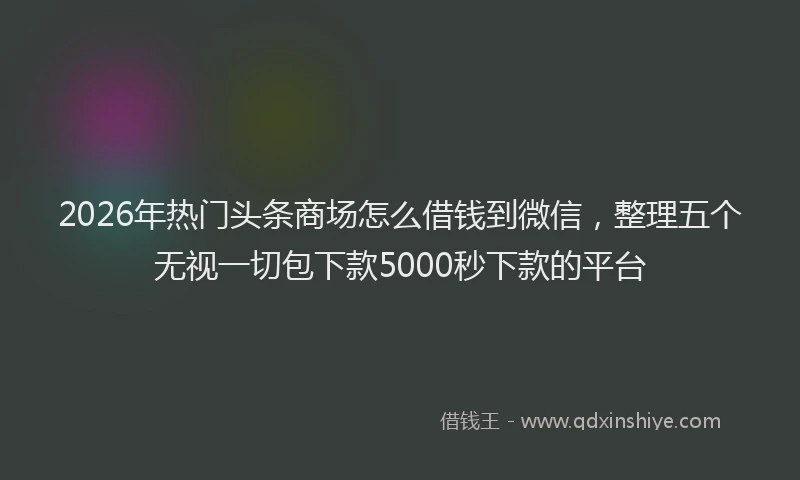 2026年热门头条商场怎么借钱到微信，整理五个无视一切包下款5000秒下款的平台