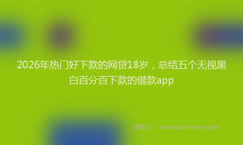 2026年热门好下款的网贷18岁，总结五个无视黑白百分百下款的借款app