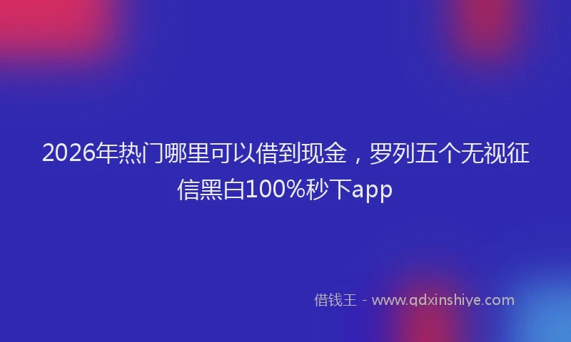 2026年热门哪里可以借到现金，罗列五个无视征信黑白100%秒下app