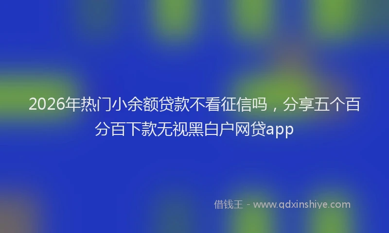 2026年热门小余额贷款不看征信吗，分享五个百分百下款无视黑白户网贷app