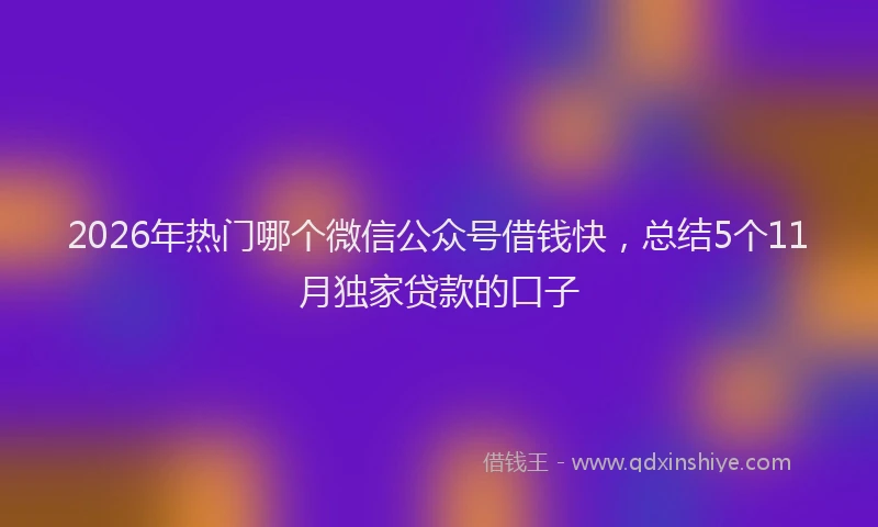 2026年热门哪个微信公众号借钱快，总结5个11月独家贷款的口子