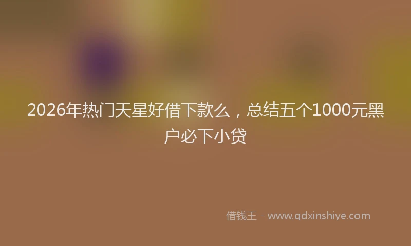 2026年热门天星好借下款么，总结五个1000元黑户必下小贷