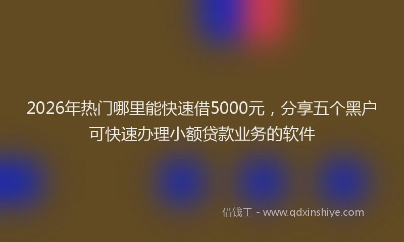 2026年热门哪里能快速借5000元，分享五个黑户可快速办理小额贷款业务的软件