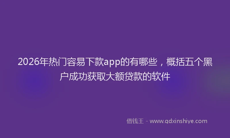 2026年热门容易下款app的有哪些，概括五个黑户成功获取大额贷款的软件