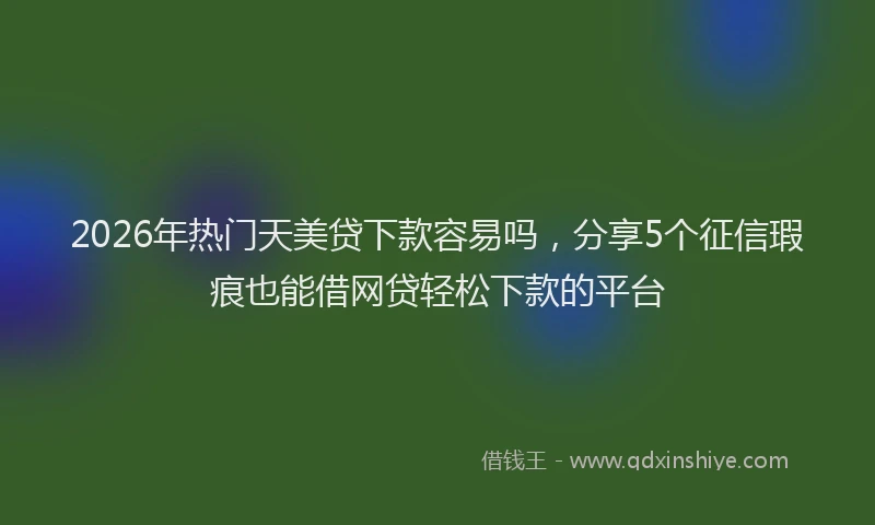 2026年热门天美贷下款容易吗，分享5个征信瑕疵也能借网贷轻松下款的平台