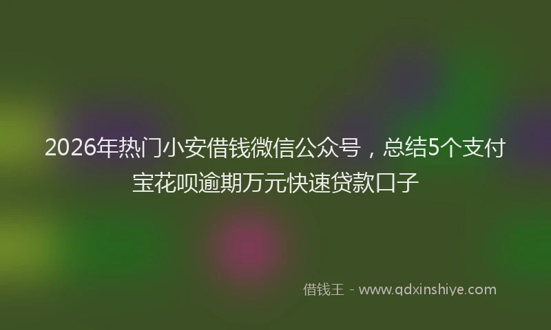 2026年热门小安借钱微信公众号，总结5个支付宝花呗逾期万元快速贷款口子