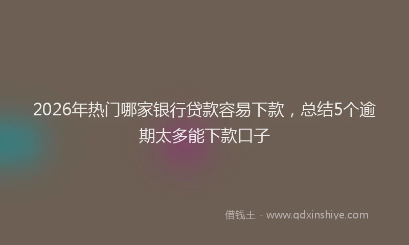 2026年热门哪家银行贷款容易下款，总结5个逾期太多能下款口子