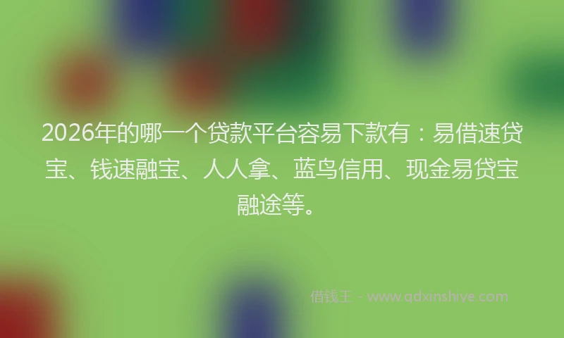2026年的哪一个贷款平台容易下款有：易借速贷宝、钱速融宝、人人拿、蓝鸟信用、现金易贷宝融途等。