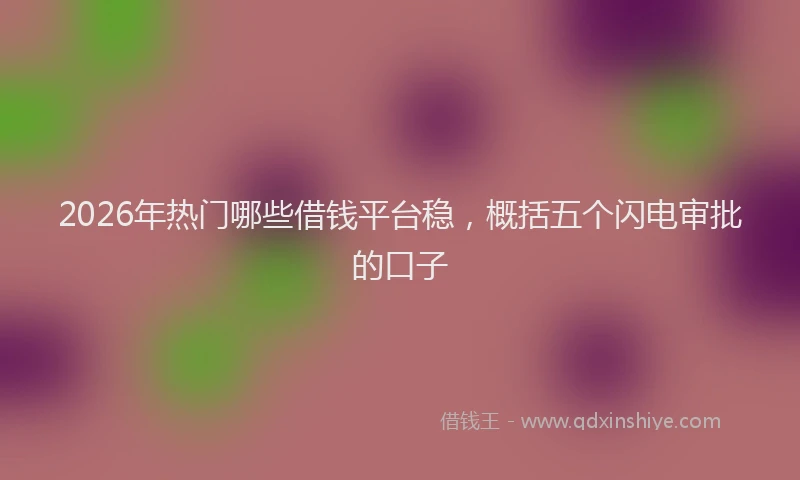 2026年热门哪些借钱平台稳，概括五个闪电审批的口子