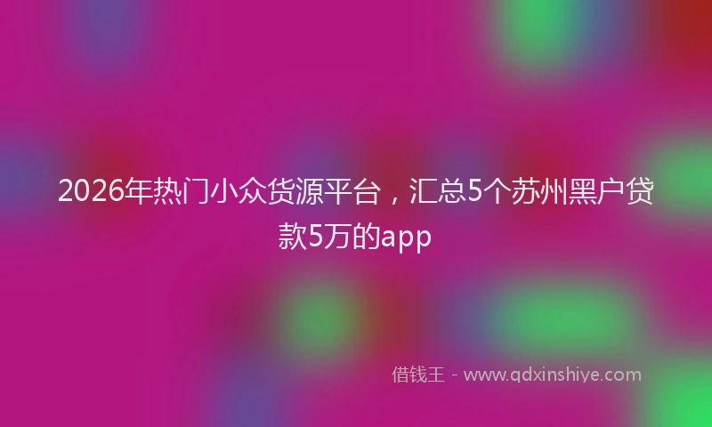 2026年热门小众货源平台,汇总5个苏州黑户贷款5万的app