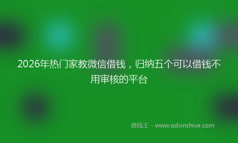 2026年热门家教微信借钱，归纳五个可以借钱不用审核的平台