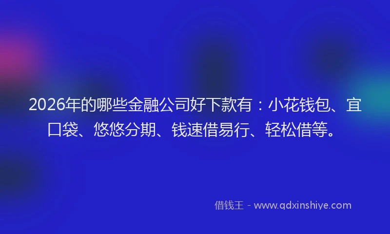 2026年的哪些金融公司好下款有：小花钱包、宜口袋、悠悠分期、钱速借易行、轻松借等。