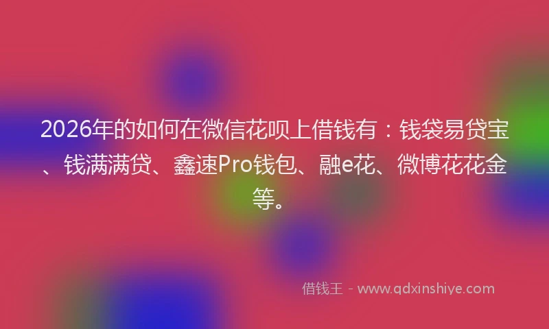 2026年的如何在微信花呗上借钱有：钱袋易贷宝、钱满满贷、鑫速Pro钱包、融e花、微博花花金等。