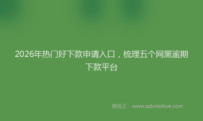 2026年热门好下款申请入口，梳理五个网黑逾期下款平台