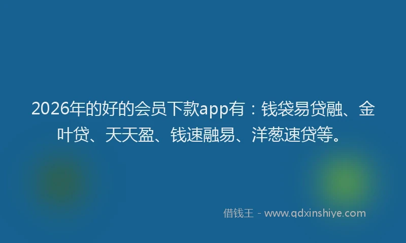 2026年的好的会员下款app有：钱袋易贷融、金叶贷、天天盈、钱速融易、洋葱速贷等。